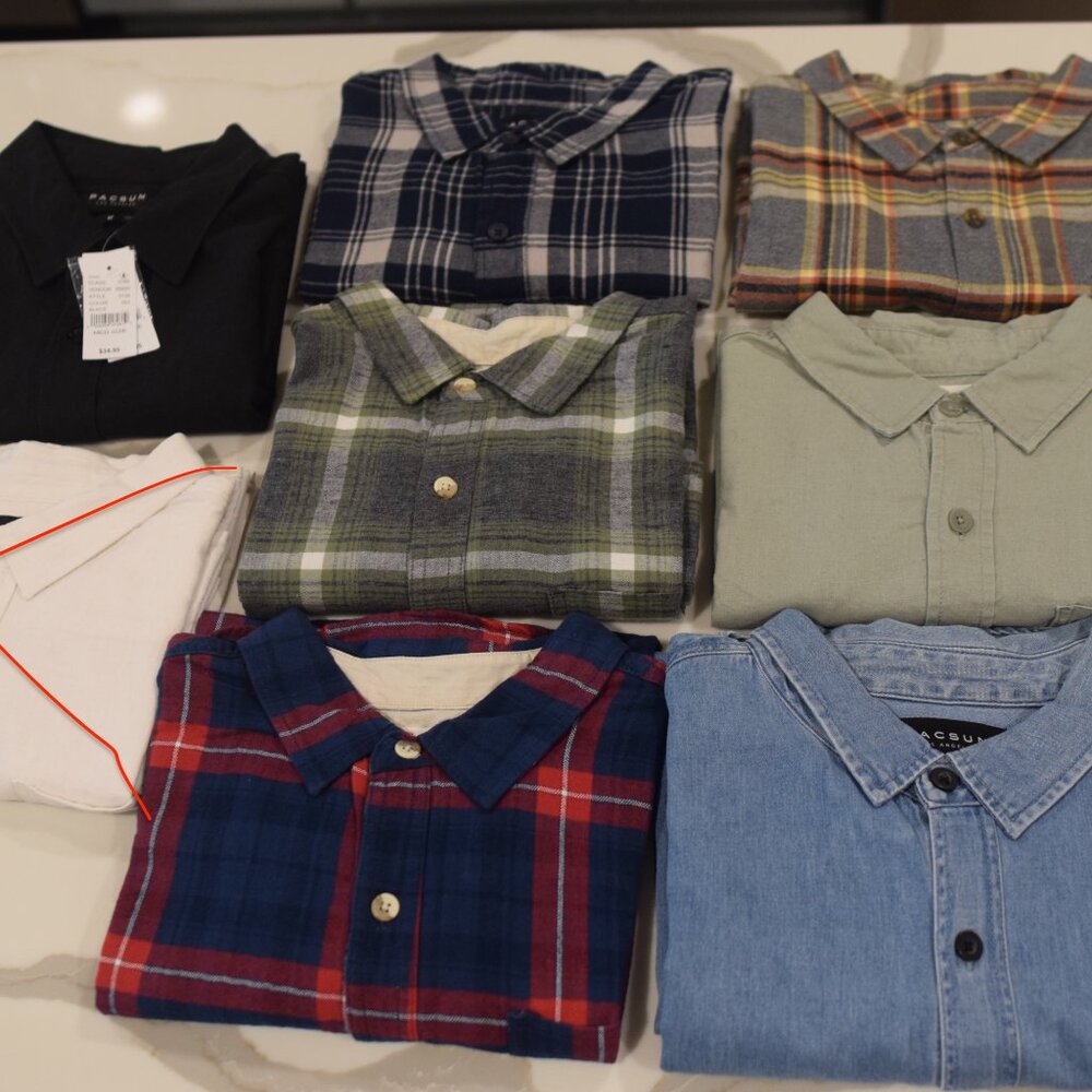 Lot of (Sz M) PacSun On The Byas Men's Short Sleeve Button Up Longer Fit Length